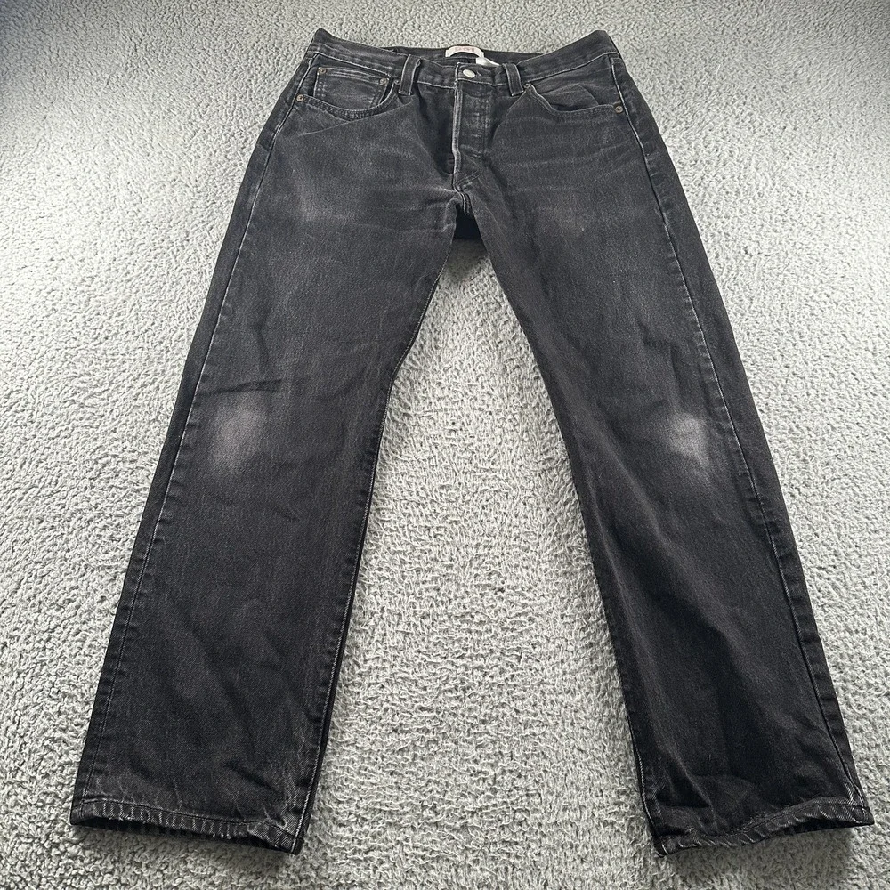 Levis 501xx Jeans Mens 34x30 Black Straight Leg Button Fly Dark Wash Denim Y2K